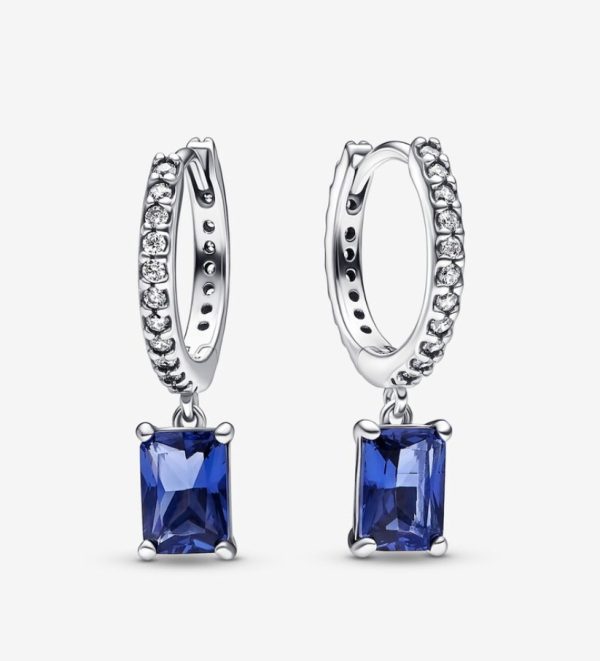 Pendientes de Aro Rectangulo Azul Brillante