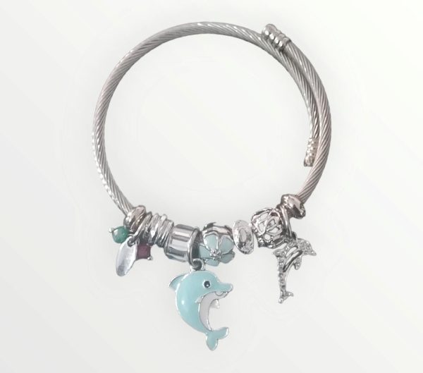 Pulsera de acero inoxidable con charm colgantes
