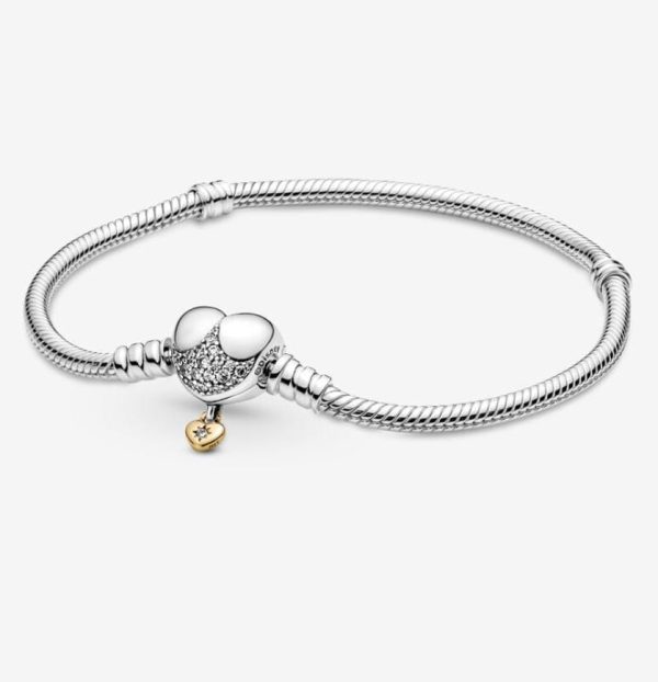 Pulsera de Cadena de Serpiente con Cierre de Corazón Princesas Disney