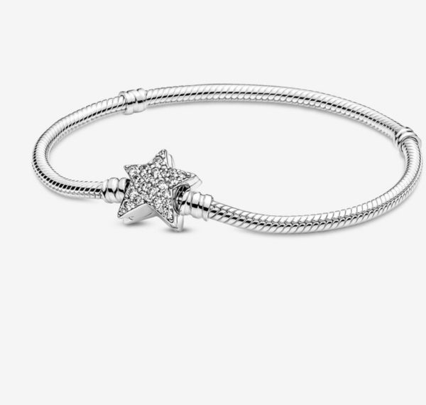 Brazalete de Cadena de Serpiente con Broche de Cierre de Estrella Asimétrica