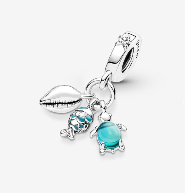 Charm Colgante Triple Pez, Tortuga Marina y Concha - Imagen 4