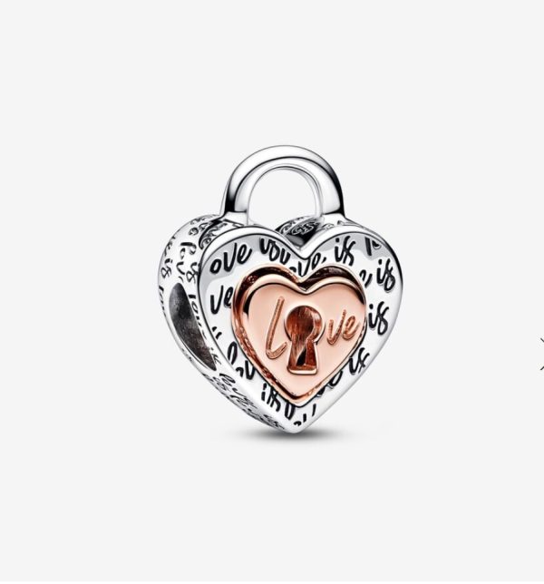 Charm Candado Corazón En Dos Tonos Divisible En Dos