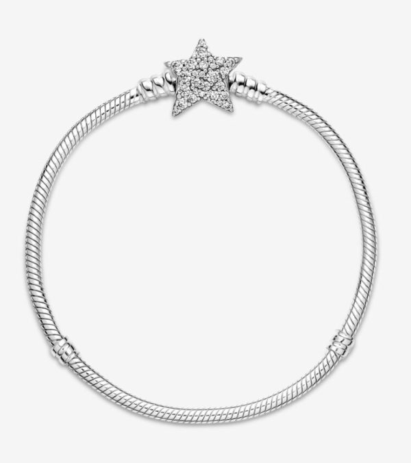 Brazalete de Cadena de Serpiente con Broche de Cierre de Estrella Asimétrica - Imagen 3