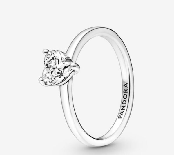 Anillo Solitario Corazón Brillante - Imagen 3