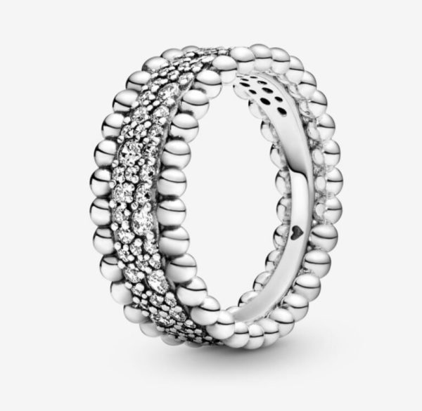 Anillo Banda de Abalorios y Pavé Pandora Plata Esterlina
