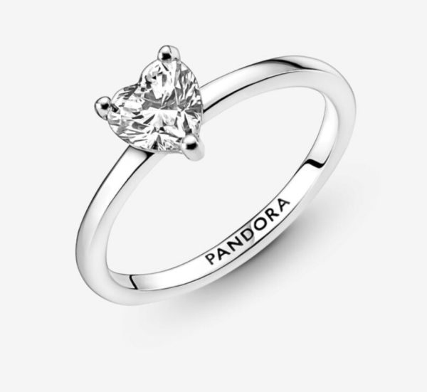 Anillo Solitario Corazón Brillante