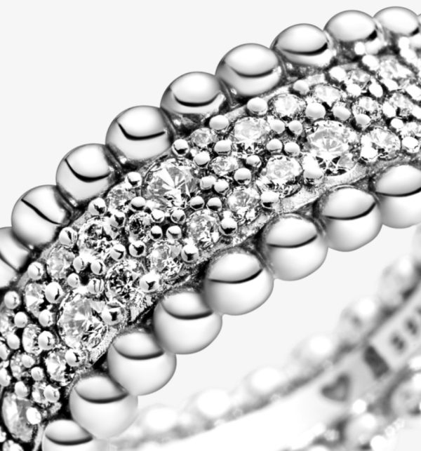Anillo Banda de Abalorios y Pavé Pandora Plata Esterlina - Imagen 4