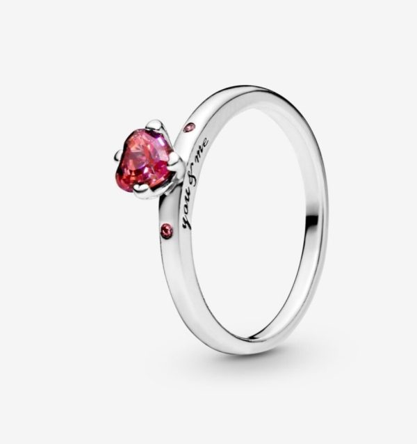 Anillo Corazón Rojo Reluciente