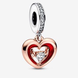 Charm Colgante Corazón Radiante en Dos Tonos