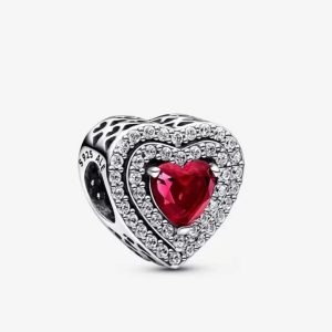 Charm Corazón Nivelado  Rojo Brillante