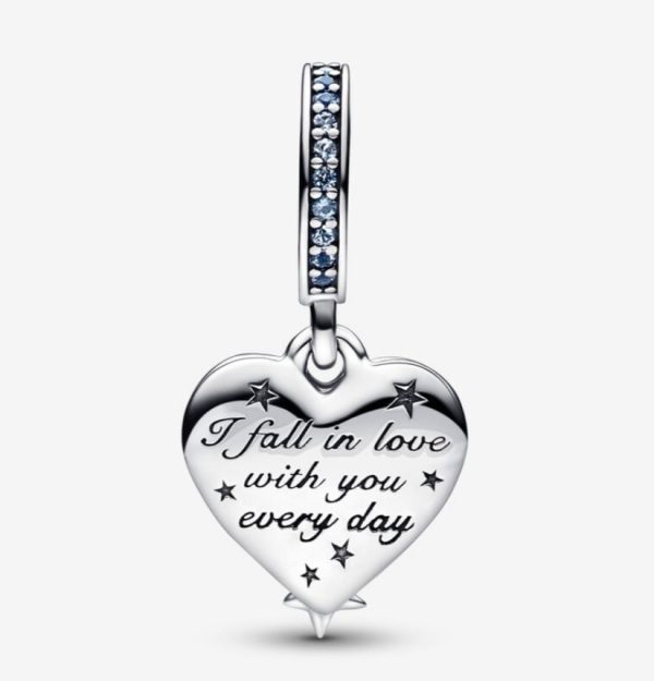 Charm Colgante Doble Corazón Estrella Fugaz - Imagen 2