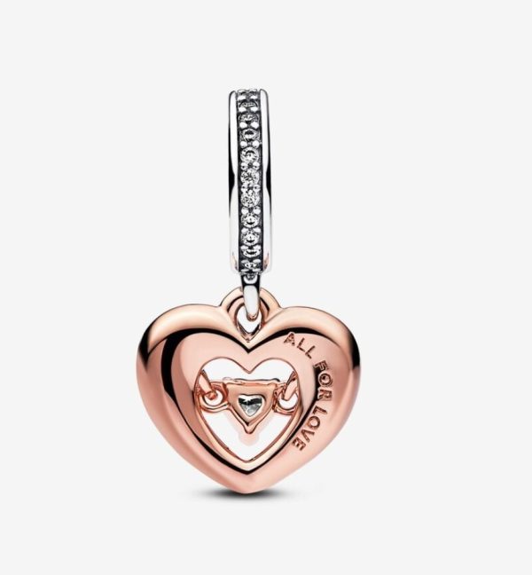 Charm Colgante Corazón Radiante en Dos Tonos - Imagen 2