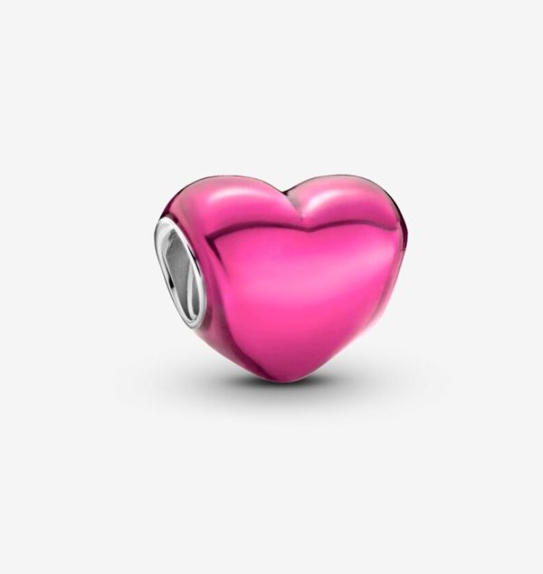 Charm Corazón Metálico Rosa
