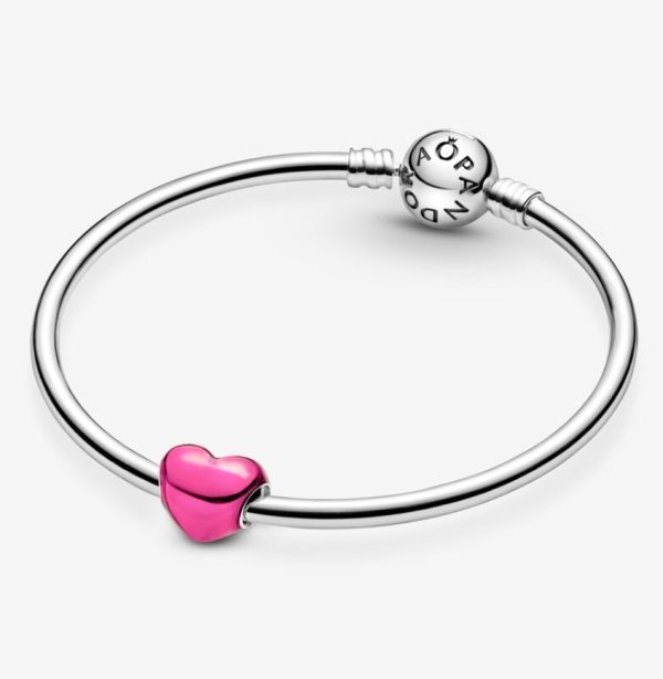Charm Corazón Metálico Rosa - Imagen 3