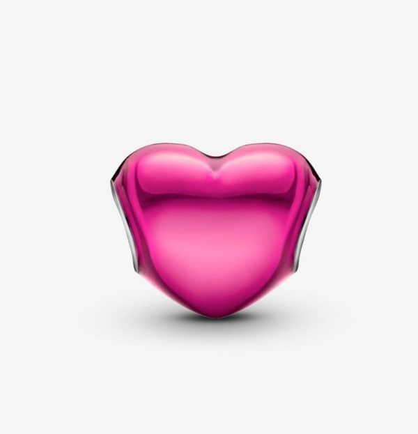 Charm Corazón Metálico Rosa - Imagen 4