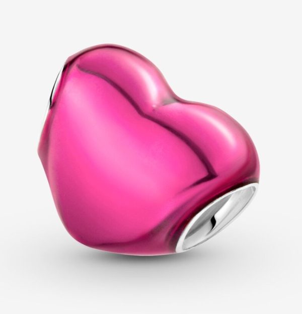 Charm Corazón Metálico Rosa - Imagen 5