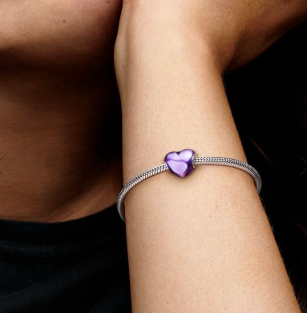 Charm Corazón Morado Metálico - Imagen 2