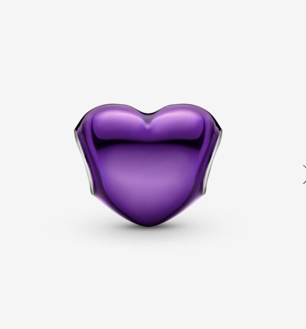 Charm Corazón Morado Metálico - Imagen 3