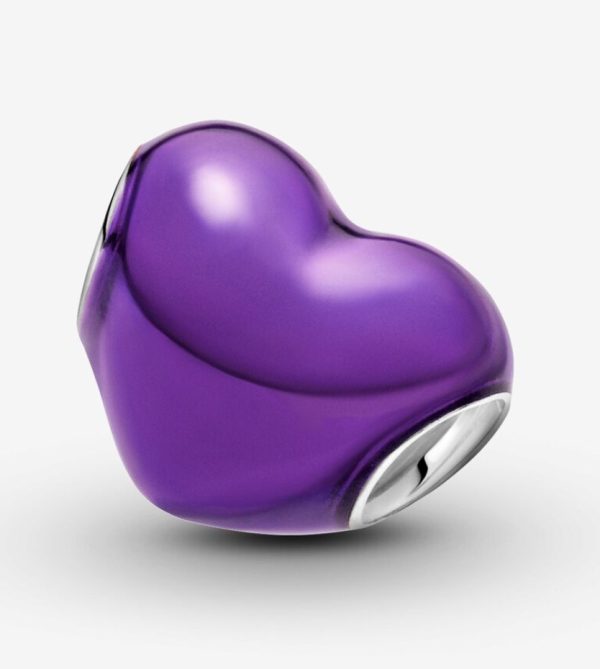 Charm Corazón Morado Metálico - Imagen 5