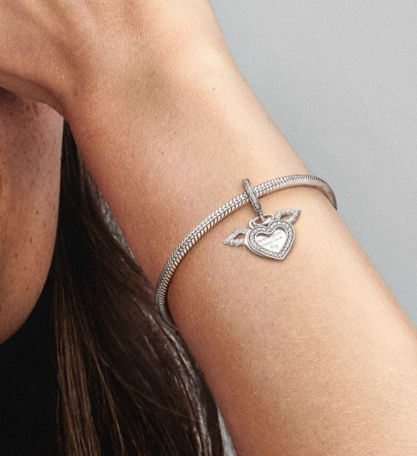 Charm Colgante con Forma de Corazón y Alas de Ángel - Imagen 2