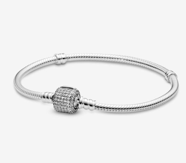 Pandora Moments Pulsera de Cadena de Serpiente con Cierre de Pavé Brillante