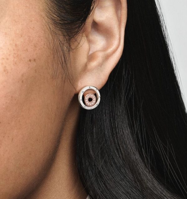 Pendientes de Botón Pandora Signature Logo Circulos - Imagen 2