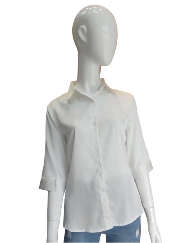 Blusa Formal Manga 3/4 Para Dama Blanco