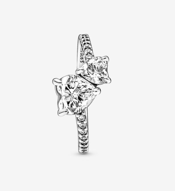 Anillo Doble Corazón Brillante Pandora - Imagen 5