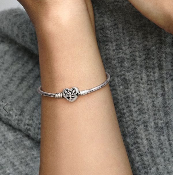 Pulsera Cadena de Serpiente con Cierre de Corazón Familiar - Imagen 2