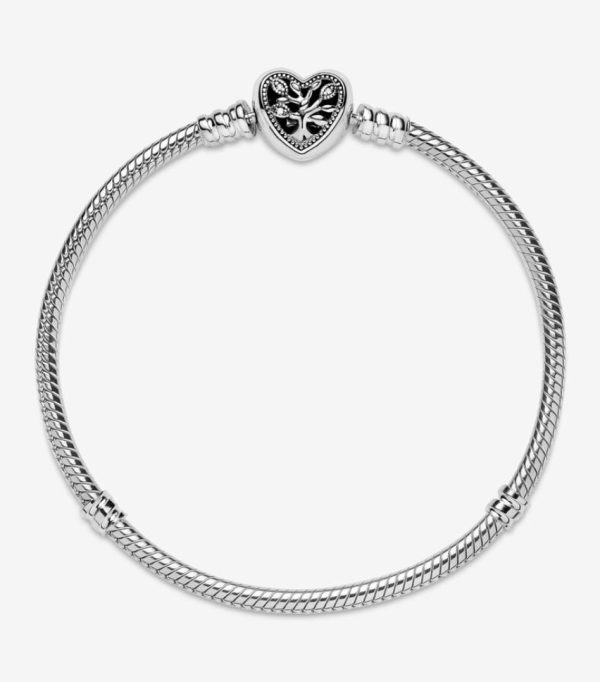 Pulsera Cadena de Serpiente con Cierre de Corazón Familiar - Imagen 3