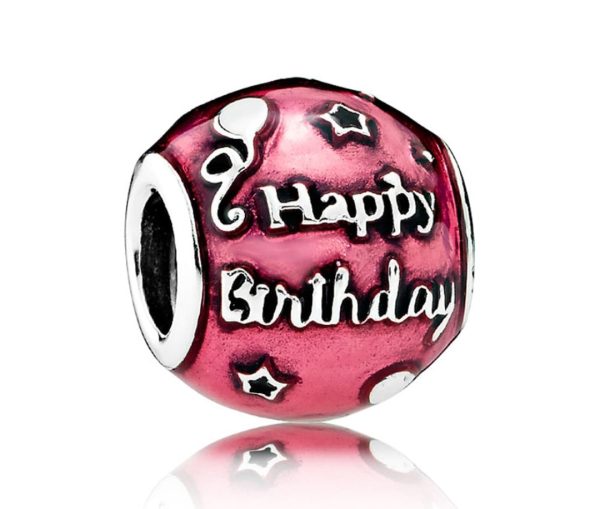 Charm Feliz Cumpleaños Celebración Original Pandora Cereza Esmalte Rosa