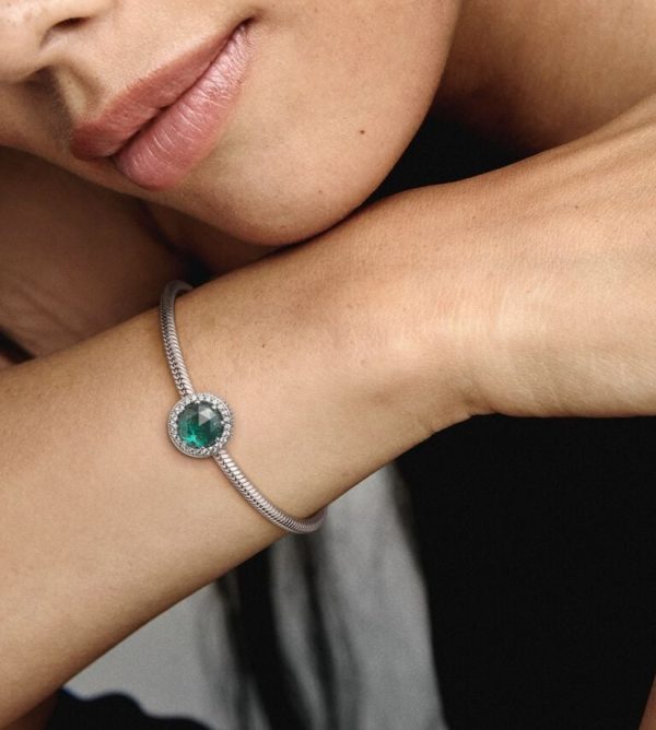 Charm De Plata Corazones Radiantes Verde - Imagen 2