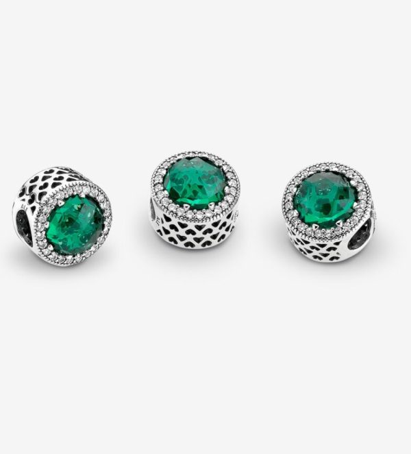Charm De Plata Corazones Radiantes Verde - Imagen 4
