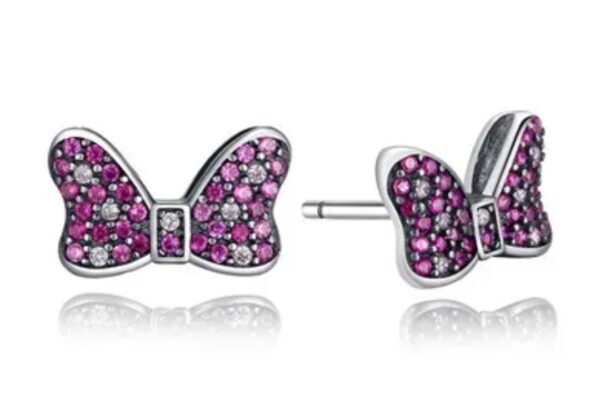 Pendientes de Botón Lazo de Minnie Mouse