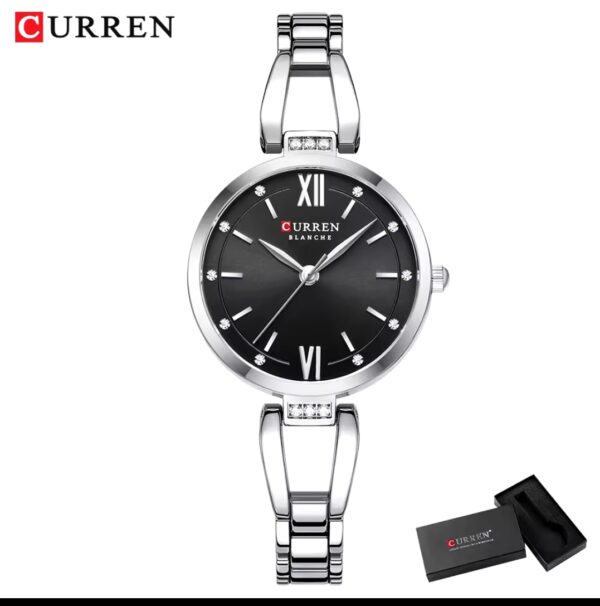 Reloj Curren Plateado Con Circunferencia Color Negro