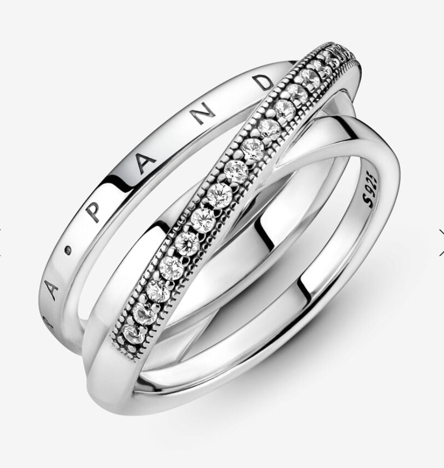 Anillo de Triple Banda Con Pavé Cruzado - Imagen 2