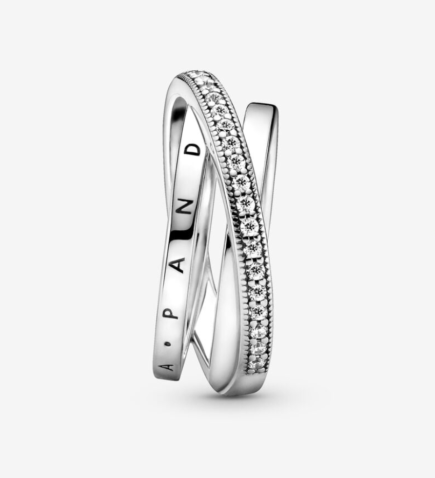 Anillo de Triple Banda Con Pavé Cruzado - Imagen 3