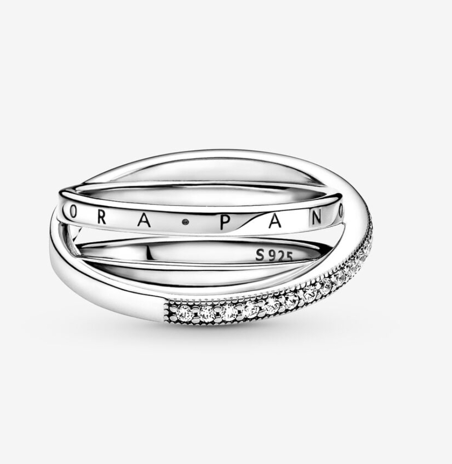 Anillo de Triple Banda Con Pavé Cruzado - Imagen 4