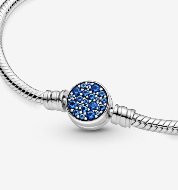 Pandora Moments Pulsera de Cadena de Serpiente con Cierre de Disco Azul Brillante - Imagen 3