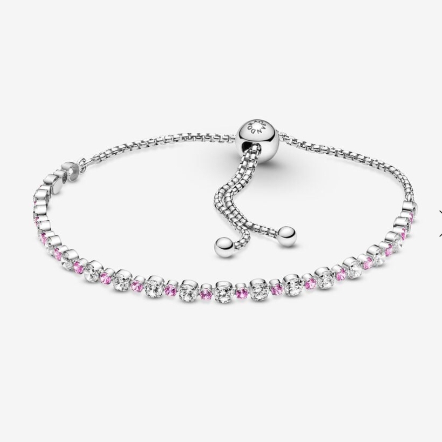 Pulsera Deslizante con Brillo Rosa y Transparente