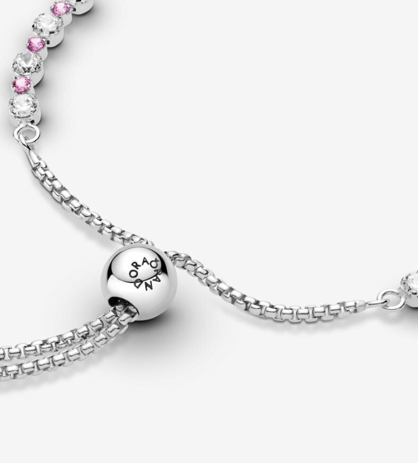 Pulsera Deslizante con Brillo Rosa y Transparente - Imagen 2