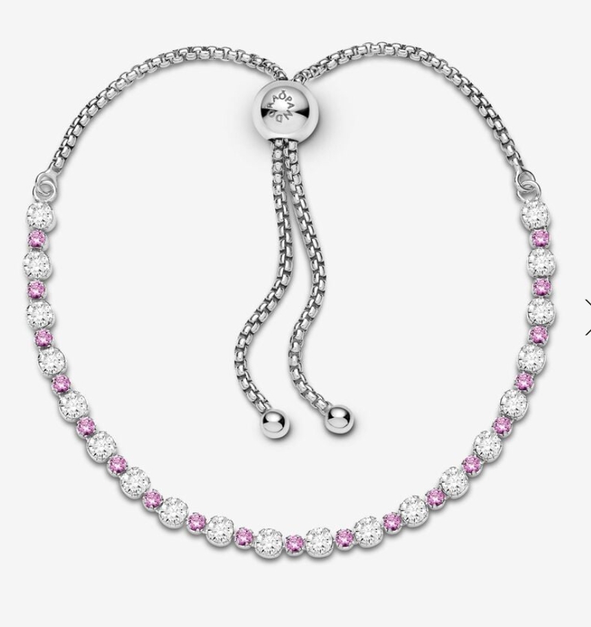 Pulsera Deslizante con Brillo Rosa y Transparente - Imagen 3