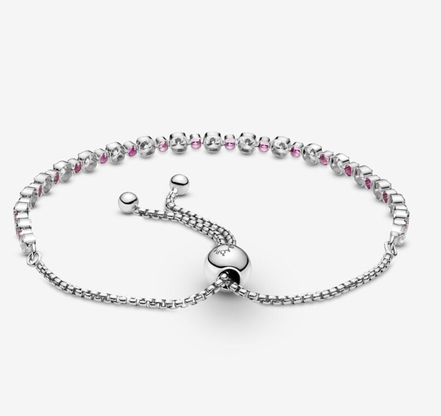 Pulsera Deslizante con Brillo Rosa y Transparente - Imagen 4